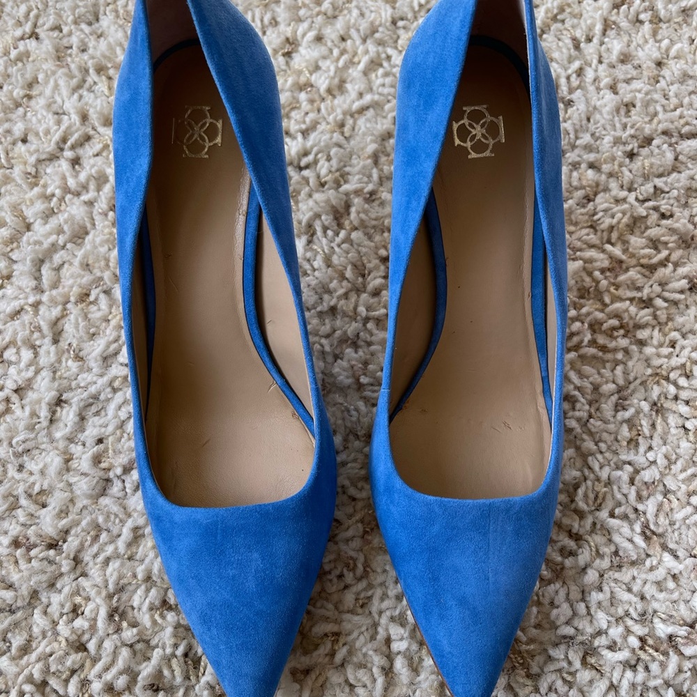 Ann Taylor Electric Blue Suede Pumps, Size 9.5